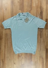 (NO CUSTOMS TAX) JOHN SMEDLEY Noah mint green knit cotton polo shirt Size Medium