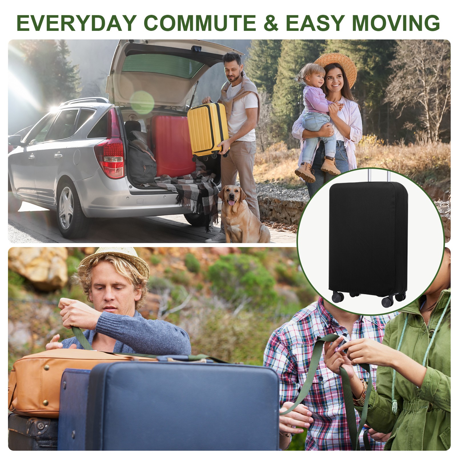 Luggage Cover, Suitcases Covers Fits 26-27 Inch Luggage for Travel Black