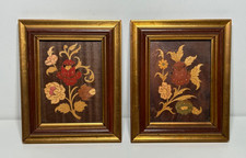 Intarsienbild Goldrahmen Blumenmuster Blume Made in Sorrento Italien