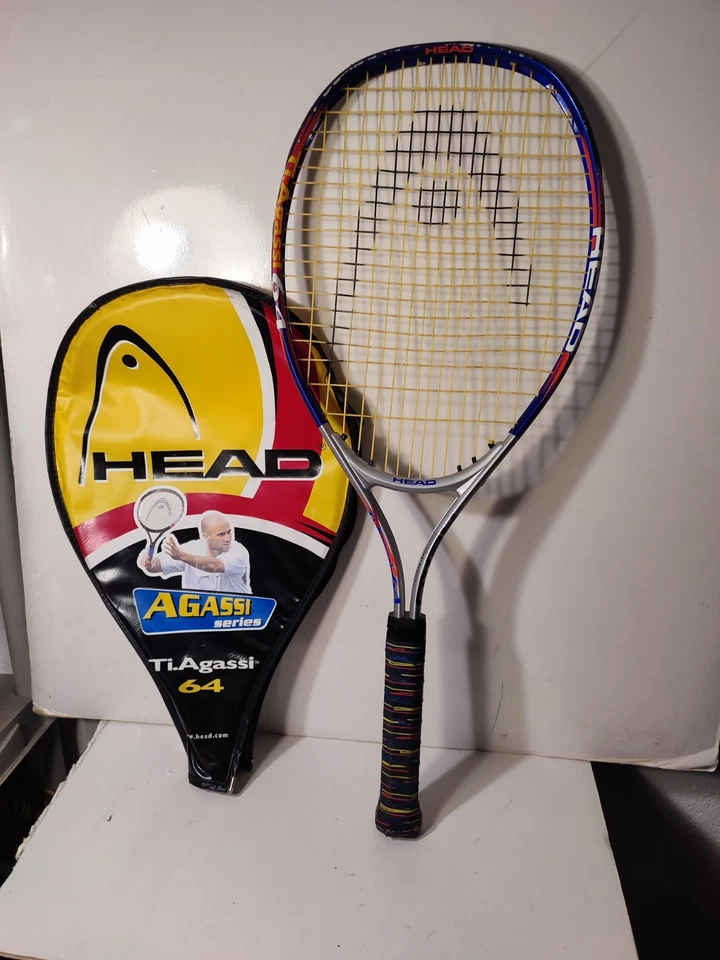 RAQUETTE HEAD ANDRE AGASSI TI.64  AVEC HOUSSE   VINTAGE - Photo 1/4