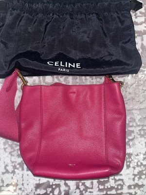 CELINE Sangle Small Bucket  Bag Grained Leather Pink Used Amazing Condition