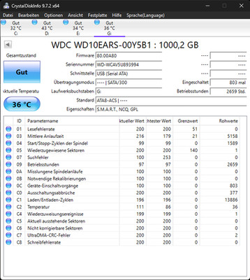 WD RED/GREEN/BLUE 1TB 2TB, 3TB, 4TB  8TB getestet, zumeist wie NEU Fehlerfrei