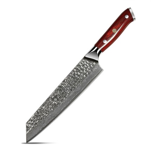 Customized Damascus chef's knife with VG10 steel core and hammer pattern - Picture 8 of 25