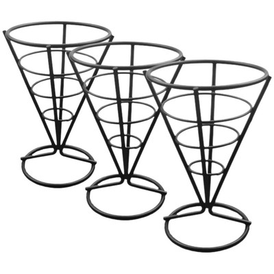 6Pcs French Fries Holder, Ice Cream Stand Basket, Metal Wire Cone Snack Chick...