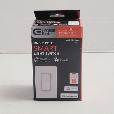 Commercial Electric Single Pole Smart Light Switch Hubspace White HPSA11CWB
