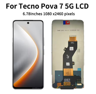 For Tecno Pova 7 5G LJ7 LCD Display Touch Screen Digitizer Full Assembly W/Frame