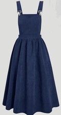 Women's Pinafore Dress Size 5XL Blue Cord Corduroy Effect.central Pocket BNIB