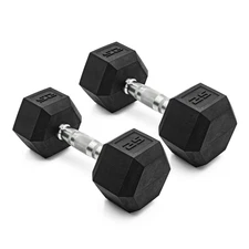 CAP Barbell, 25lb Coated Rubber Hex Dumbbell, Pair