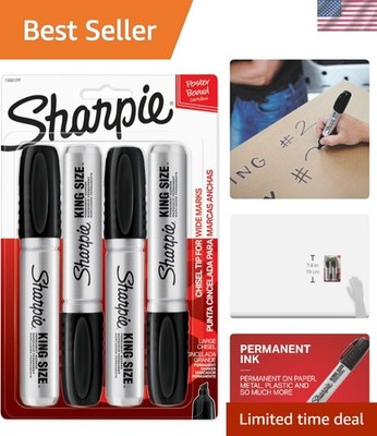 Pack of 4 Non-Toxic Chisel Tip Permanent Markers - Perfect for Art & Crafts
