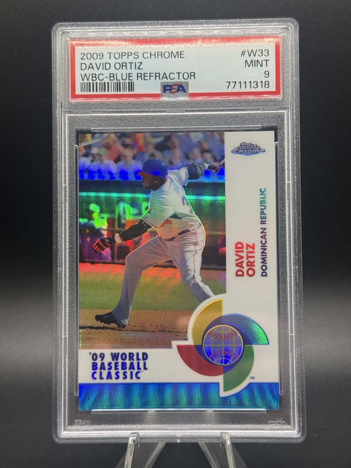 2009 Topps Chrome  WBC David Ortiz #W33 Blue Refractor 38/199 PSA 9 POP 1 