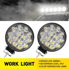 2x 4"INCH Round LED Work Light Pods Flood SPOT Lights For Truck Off Road Tractor