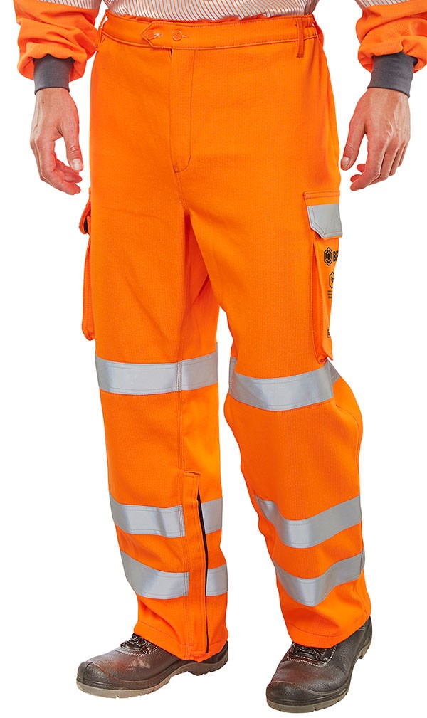 Beeswift Arc Compliant Hi-Vis Rail Spec Trousers Orange Size 30T