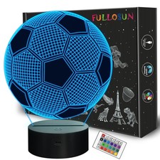Kids Night Light Soccer 3D Optical Illusion Lamp with Remote Control 16 Color...