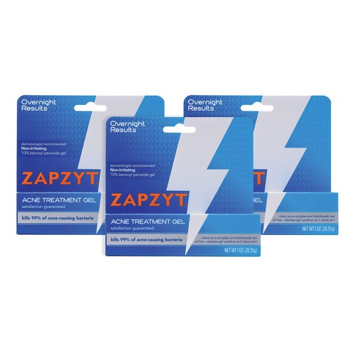 Maximum Strength 10% Benzoyl Peroxide Acne Treatment Gel 1 oz. Pack of 3