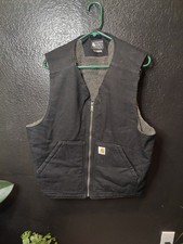 Vintage Large Black Carhartt Mens Sherpa Lined Vest
