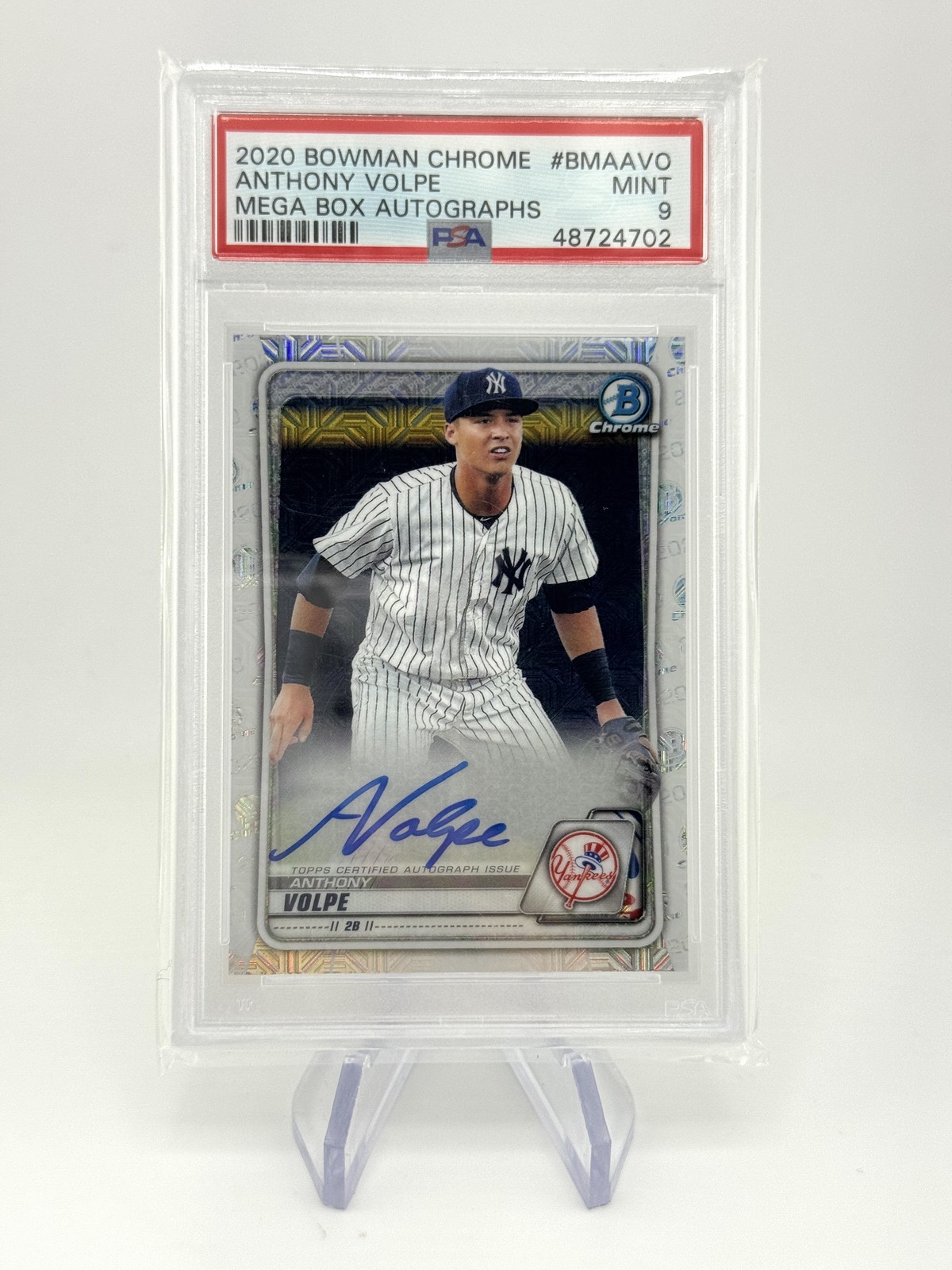 Anthony Volpe 2020 Bowman Chrome Mega Box Auto PSA 9 Mint Yankees