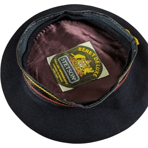 STETSON BERET 7 3/8 DE LUXE BLACK WOOL VINTAGE CAP HAT FRANCE - 第 6/16 張圖片