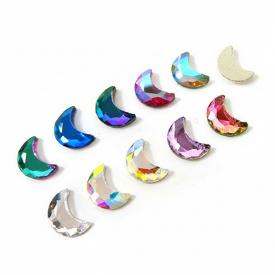J.HOO Crystal 7813 Moon Flat Back Rhinestones 8×5.5mm Nail Art (10pcs)