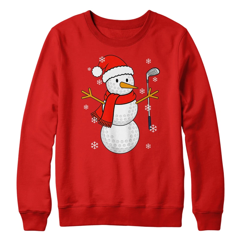 Golfball Schneemann Kinder Weihnachtssweatshirt Golfen Weihnachtsgeschenk für Jungen Mädchen