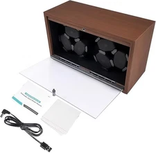 Walnut Finish 6 Slot Automatic Watch Winder Box With Blue LED Light