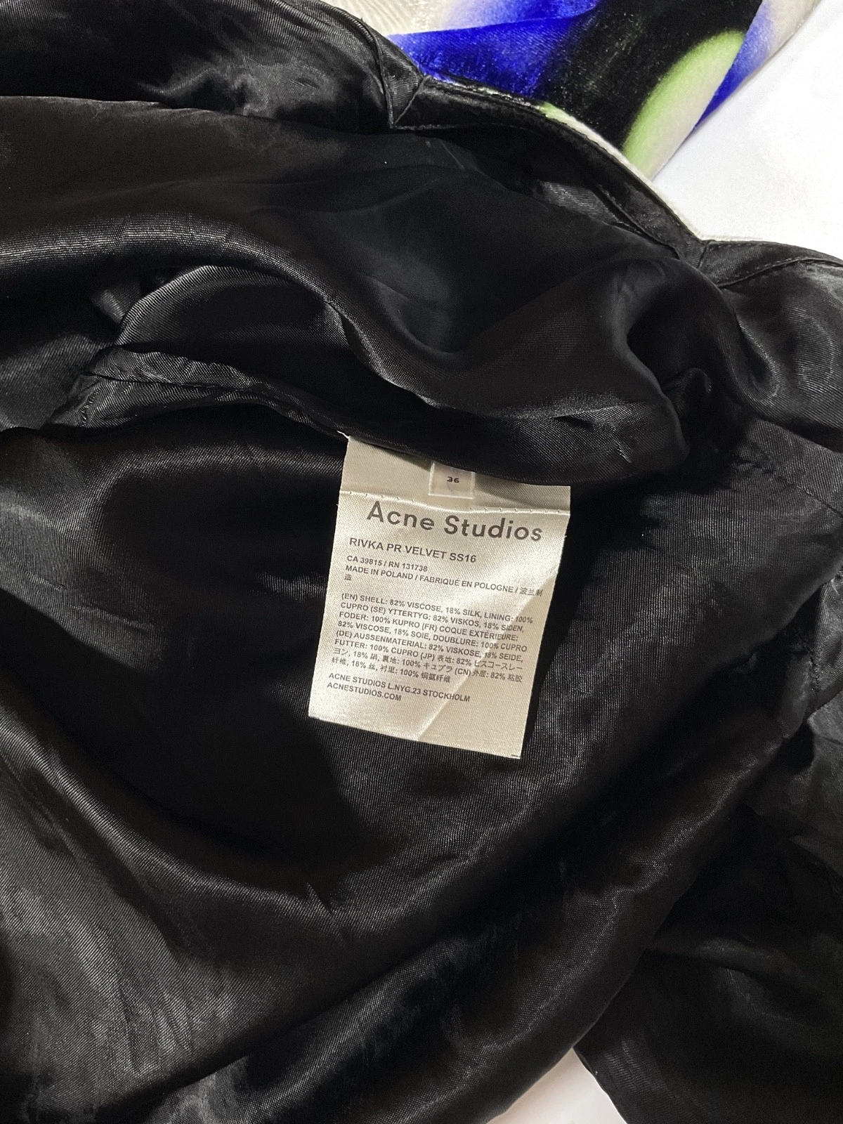 RARO abito velluto ACNE Studios primavera estate 2016 grafica Rivka PR 36