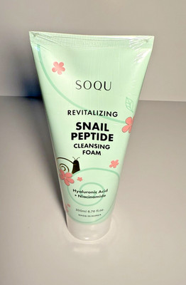 SOQU Snail Peptide Cleansing Foam 200ml Hyaluronic Acid Face Wash NEW