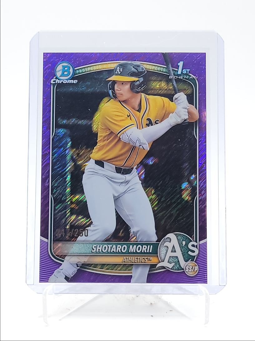 SHOTARO MORII 2025 BOWMAN CHROME 1ST PURPLE SHIMMER ATHLETICS /250 Q5369