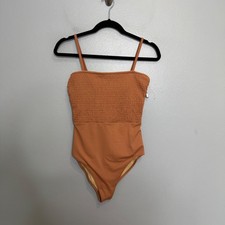 OLD NAVY tan smocked bandeau one piece swimsuit size S Small NEW NWT Womens