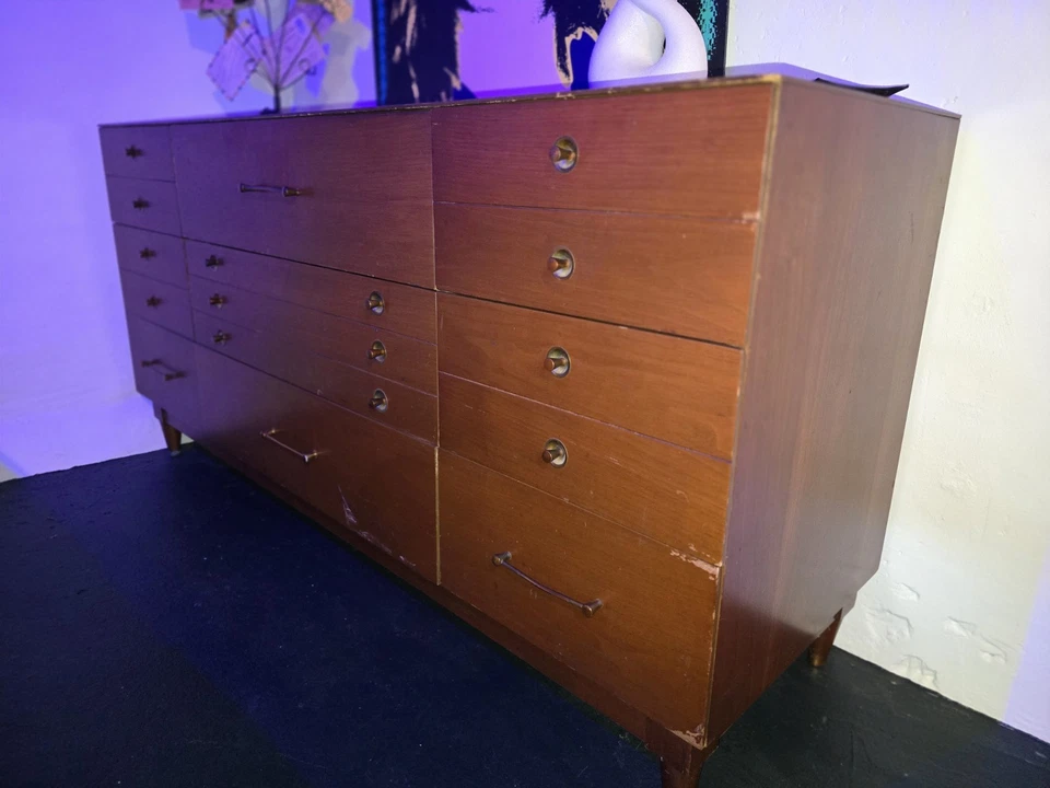 MCM Walnut Dresser Set by Basic-Witz Furn. Indus. - Image 4 of 4