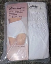Vtg JC Penney Underscore Cotton Full Briefs Panties Sz 7 White 3 Pair Underwear