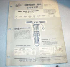 THOR Power Tool Tool Parts List Manual No338 Rock Dill 1974