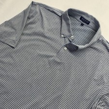 Peter Millar Crown Crafted Mens XL Gray Blue White Striped Golf Polo Shirt