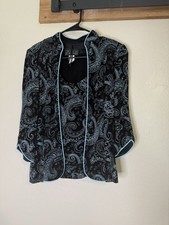 Alex Evenings Paisley Jacket Tank Set Formal Party Black Blue Women's Small