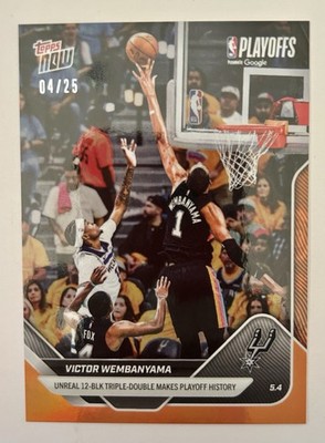 2025-26 Topps Now #295 Victor Wembanyama ORANGE Foil /25 PLAYOFFS TRIPLE DOUBLE