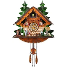 Cuckoo Clock Traditional Chalet Black Forest House Clock Handcrafted Wooden Wal