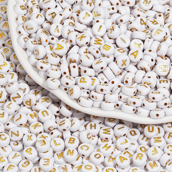 1000Pcs Buchstabenperlen Zum AuffäDeln Gold Acryl Alphabet Perlen Mix A-Z Perlen-image