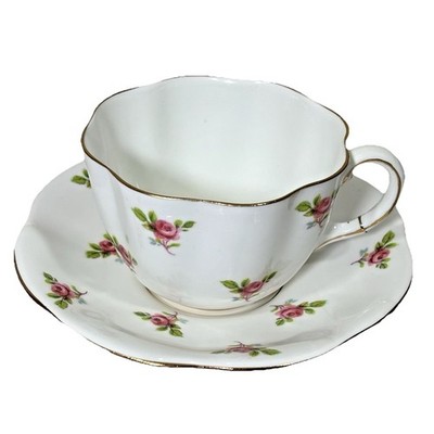 Taylor & Kent Pink Roses 6711 Cup & Saucer Set Fine Bone China Longton England