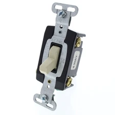 P&S Ivory HARD USE Grade 4-Way Toggle Light Switch 15A 120/277V Bulk CSB15AC4-I