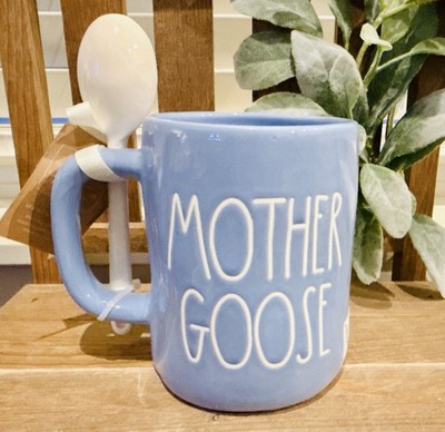 New SET Rae Dunn Mother Goose Mug & Spoon Mothers Day Blue