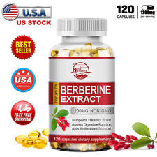 Organic Premium Berberine HCL Extract 1200mg 120 Capsules Blood Sugar Support