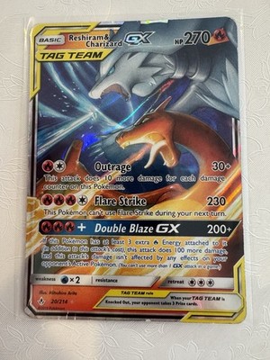 TCG POKEMON TAG TEAM RESHIRAM & CHARIZARD HOLO GX 20/214