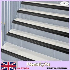 15Pcs Stair Edge Protectors PVC Stair Corner Trim Strips Black Anti-slip Texture