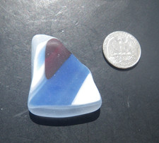 Sea Glass, Beautiful Thick Multi Color Red Blue and White