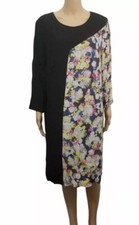 COR | Y Dress Sz 16 Floral Print Black 3/4 Sleeve Round Neck Pullover Keyhole
