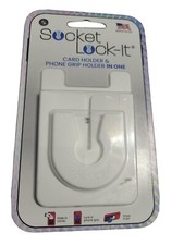 Socket Lock-It, Adhesive Card Holder  Phone Grip Holder in One NEW SEALED White