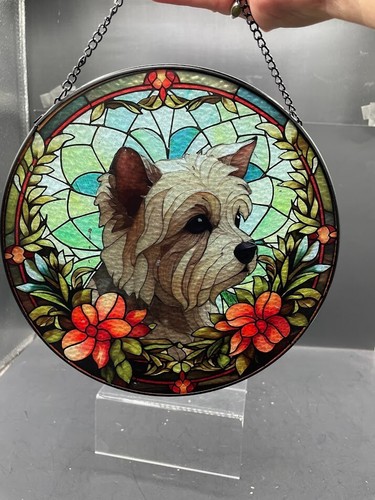 Acrylic Stained Glass Look Terrier West Highland Yorkshire 8" Hanging Suncatcher - Bild 2 von 5