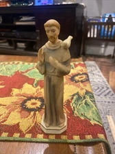 1988 porcelain 6.5” Tall Saint Francis with Dove Figurine Roman Inc catholic