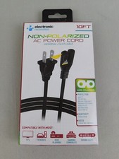 10-Foot Universal Non-Polarized AC Power Cord 2 Slot Replacement Cable 2558