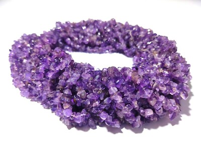 Amethyst Chips Nugget Smooth 4-6mm Natural Gemstone Beads 34''Inch 1 Necklace