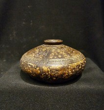 12th A.D. Angkor Wat Era Khmer Brown Glazed Incised Stoneware Jar